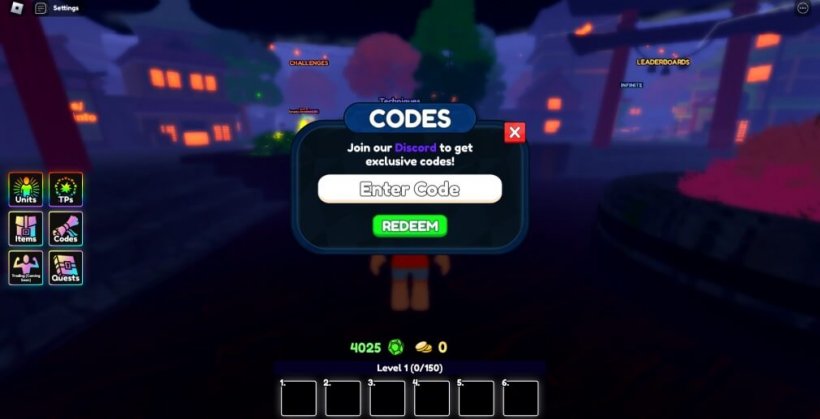 A box in the Anime Last Stand where codes can be redeemed